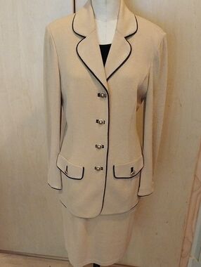Vintage St. John By Marie Grey Knit 3 Piece Suit Size 10 Pants Size 8